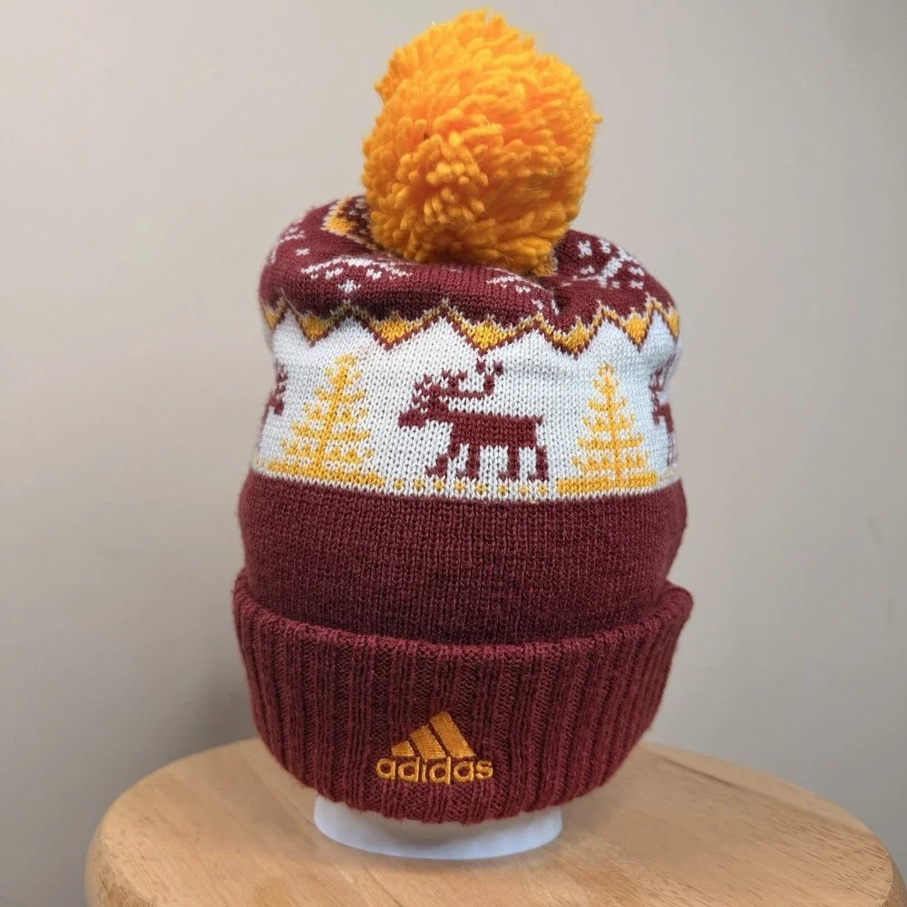 Adidas Cleveland Cavaliers Knit  Cuffed Beanie Hat Pom-pom 100% ACRYLIC burgundy